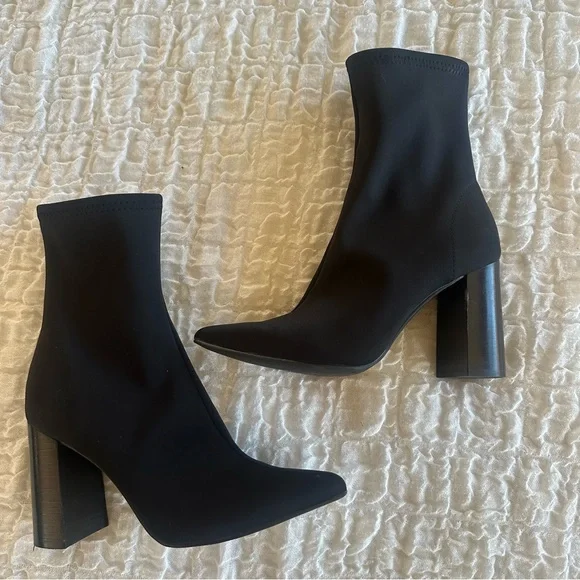 Jeffrey Campbell Siren Bootie Black Neoprene Pointed Toe Heel Booties 7 - Picture 3 of 13